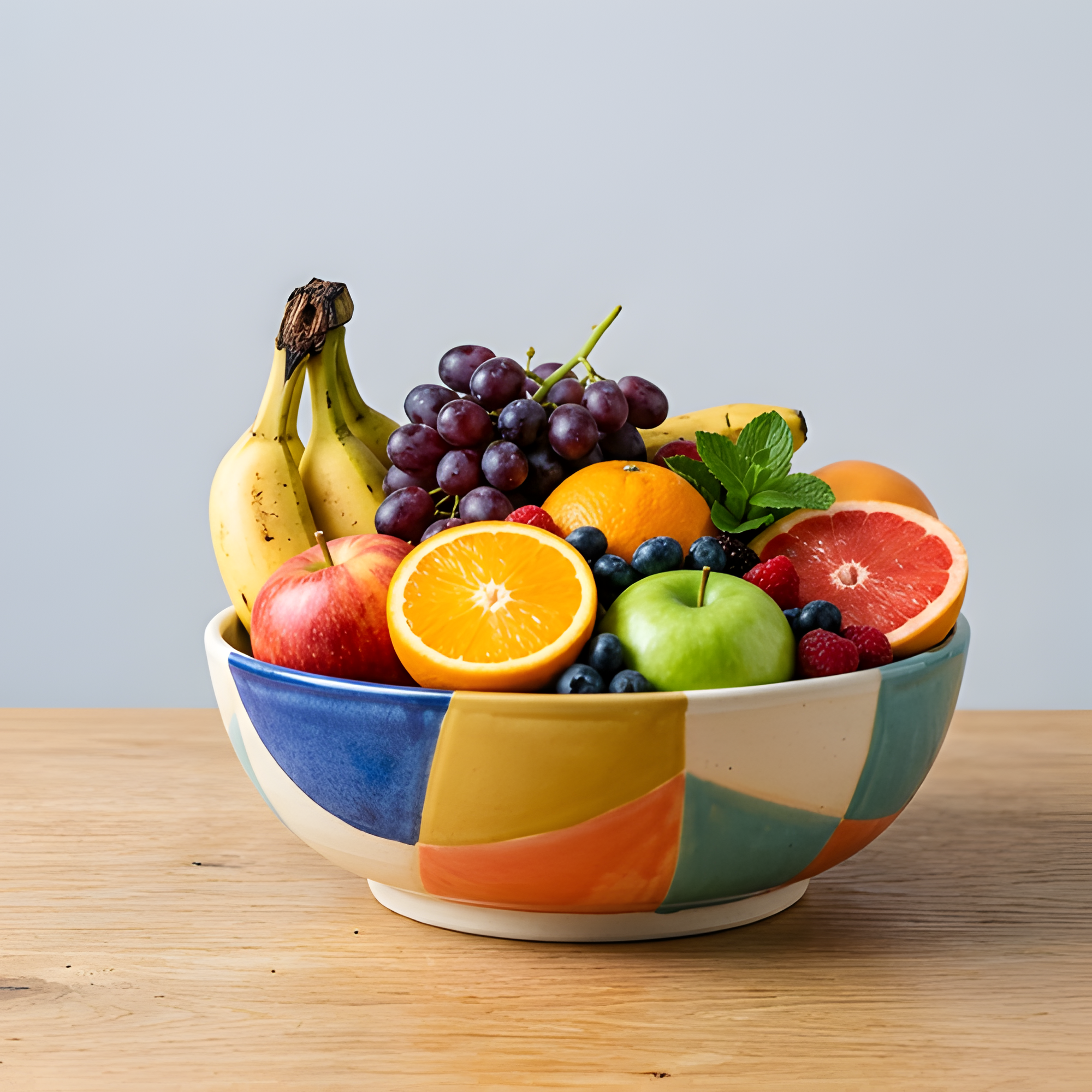 Colorful Geometric Ceramic Fruit Bowl