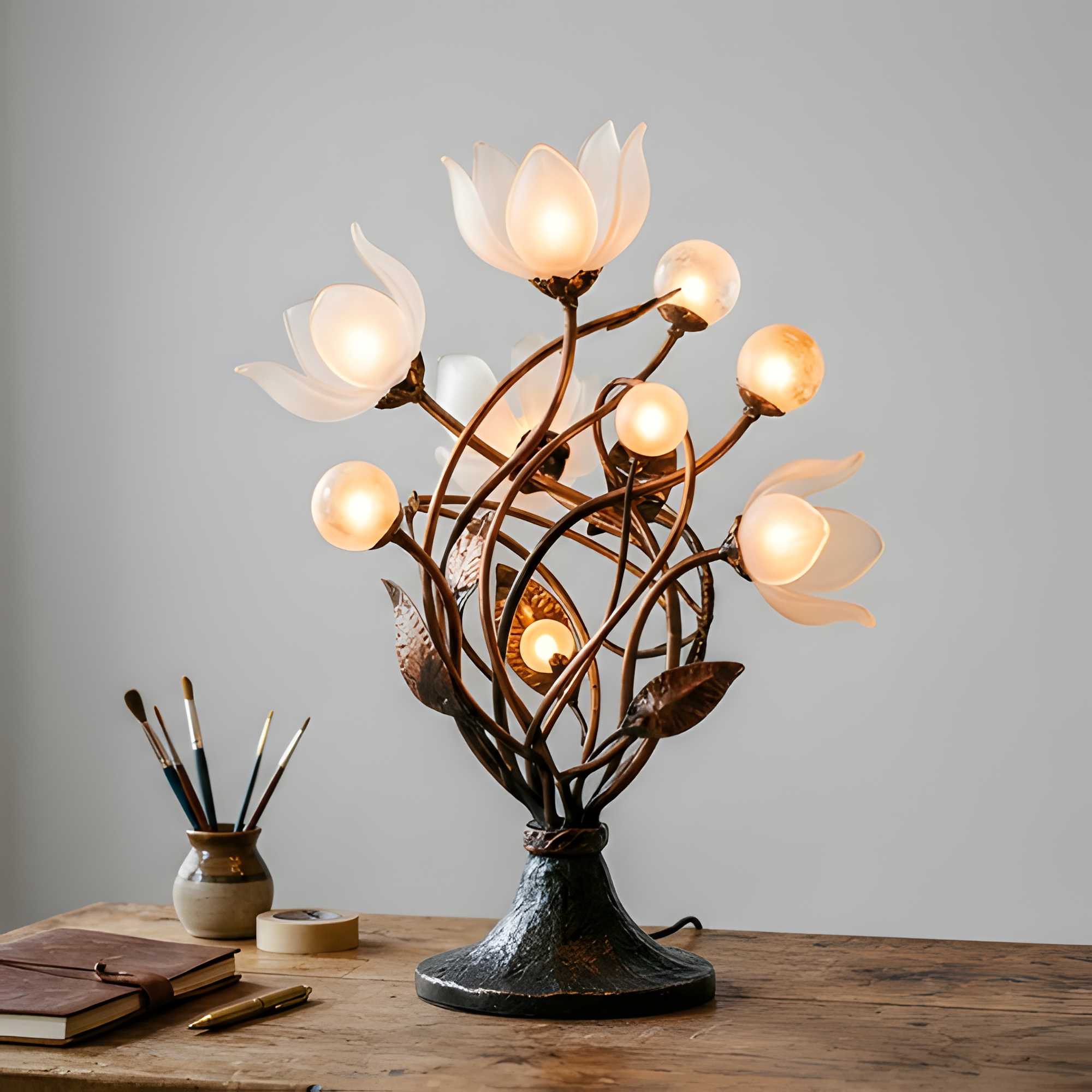Floral Bronze Table Lamp