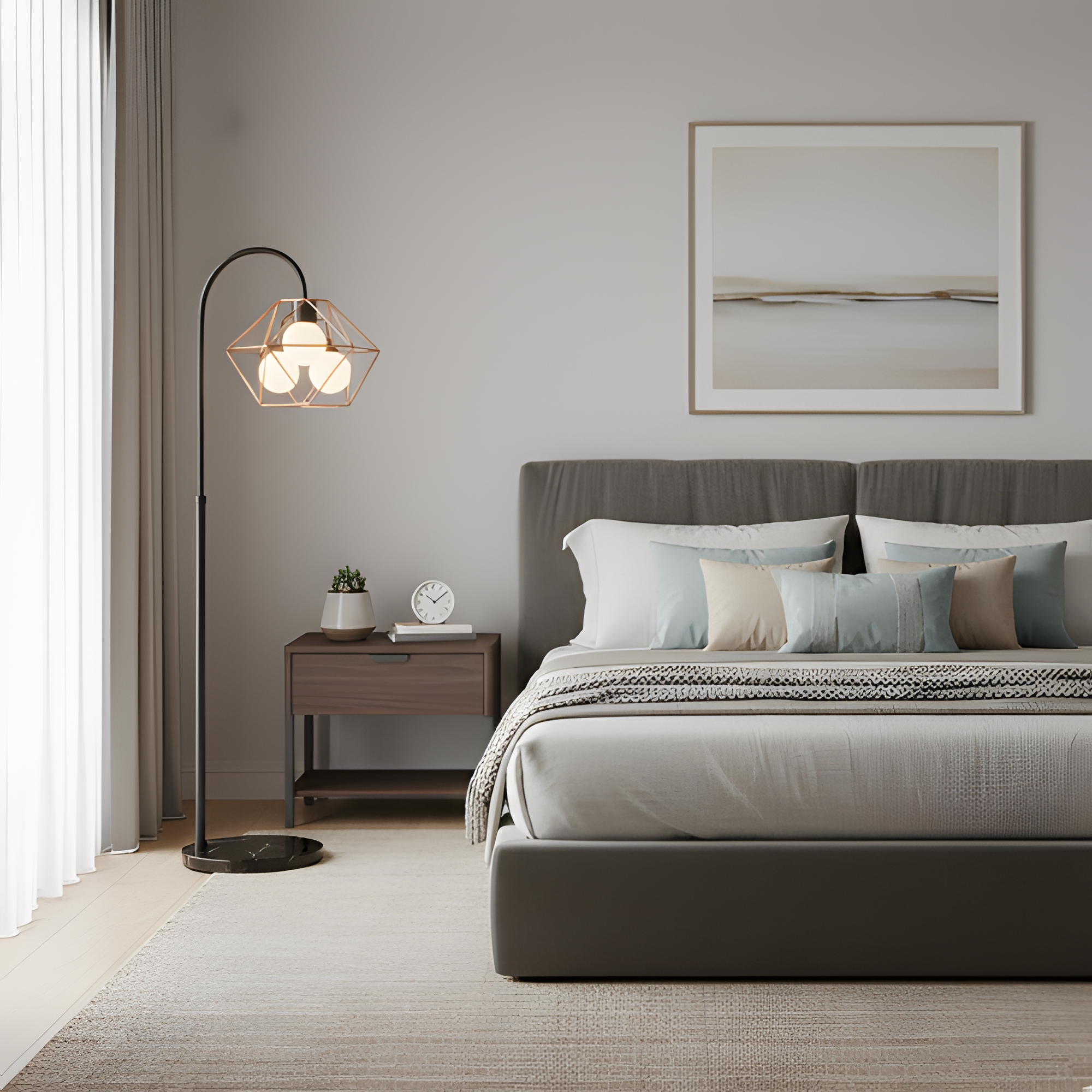 Geometric Floor Lamp - Marble Base