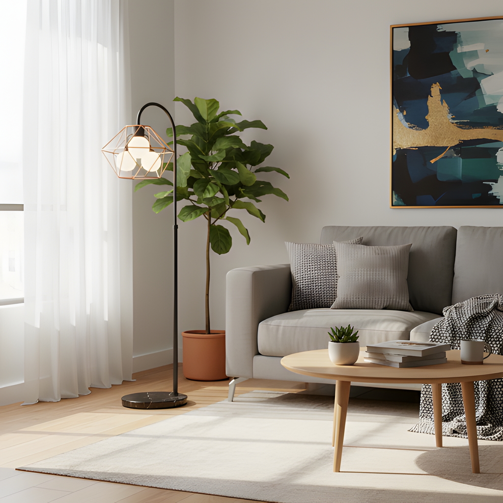 Geometric Floor Lamp - Marble Base