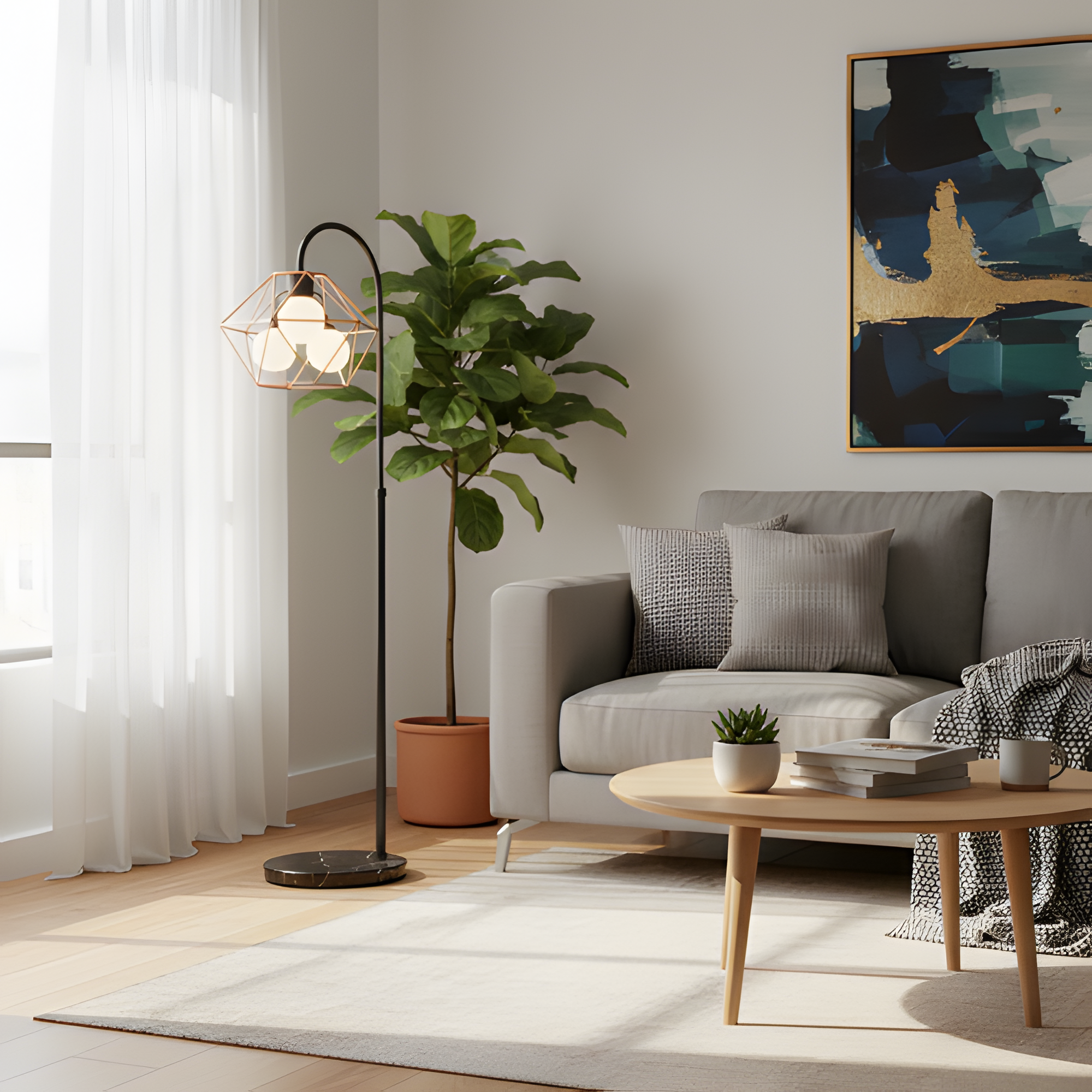 Geometric Floor Lamp - Marble Base